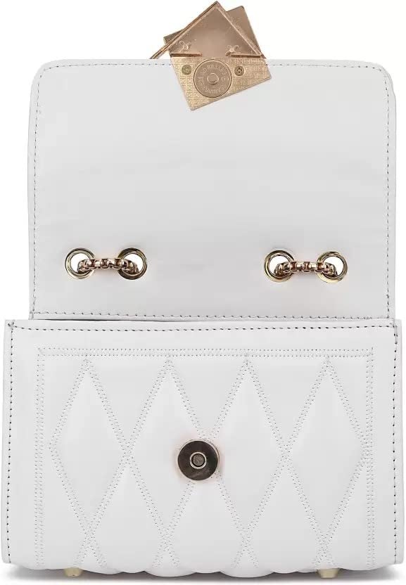 KRIFTY Cross Body Sling Bag for Women with Gold Chain (White) - Image 4