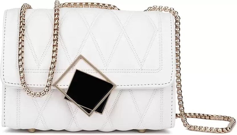KRIFTY Cross Body Sling Bag for Women with Gold Chain (White) - Image 1