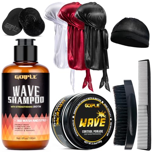 Goiple Waves Pomade-360 Waves Wash Shampoo -Wave Shampoo for Black Men 360 Wave Shampoo Hydration Shampoo Enhance Waves Shampoo Strenghtens Hair Promote Growth Wave Shampoo Set - Image 1