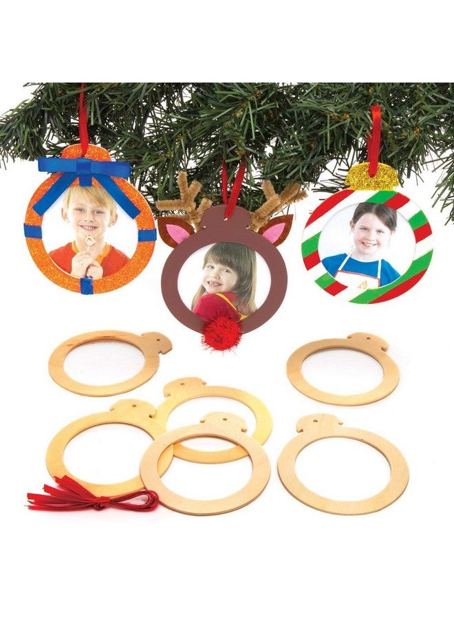 Baker Ross AT220 Wooden Photo Baubles - Pack Of 10, Christmas Arts And Crafts, Kids Arts and Crafts Kits - Image 1