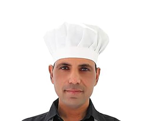 Switchon Unisex-Adult Chef's Cap Cum Hat For Home and Hotel Solid Fabric - Black and White (Pack of 2), 20.47 L X 15.8 w inch - Image 5