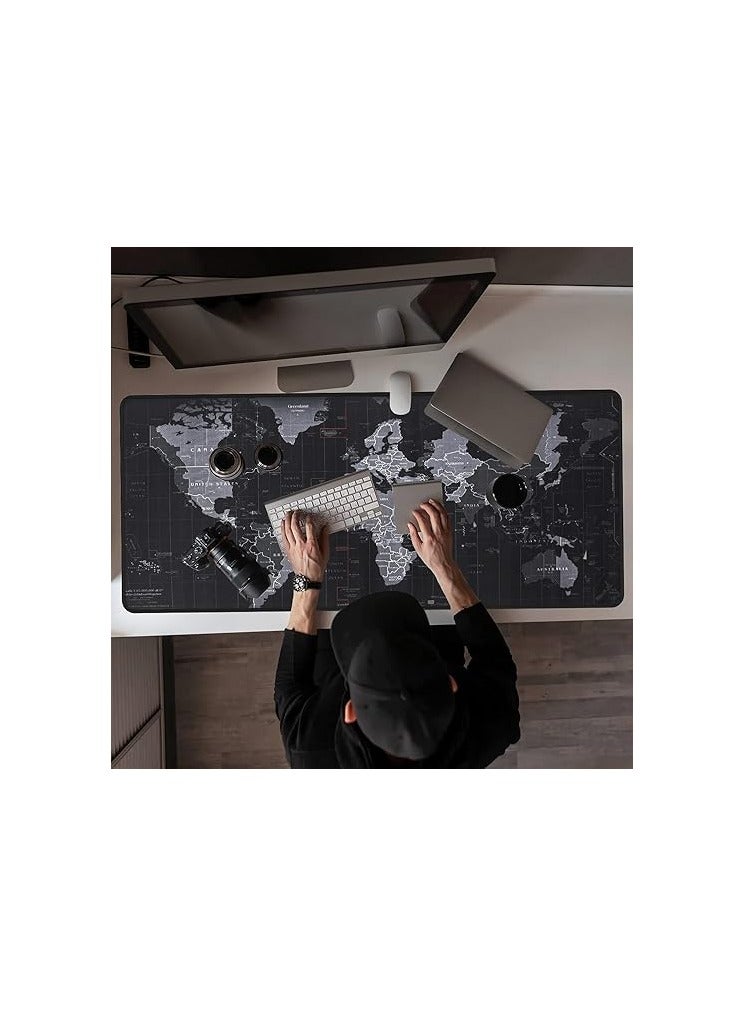 Gaming Mouse Map Pad 35.4X15.74X0.12 Inch,HD World Map Mouse Pad,with Non-Slip Base,Waterproof and Foldable Pad,Desktop Pad Suitable for Gamers,Suitable for Desktop,Office and Home,Black - Image 2