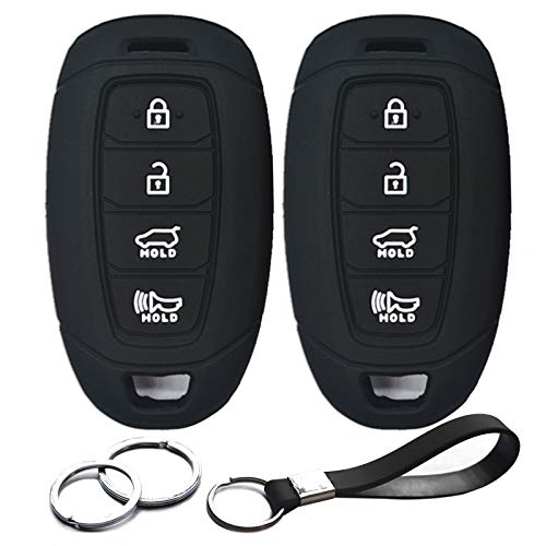 INFIPAR 2pcs Compatible with Hyundai Elantra N GT Santa Fe Kona Electric Accent Azera Palisade Veloster N Black Key Fob Cover Case Key Chain Protector Shell Holder - Image 1