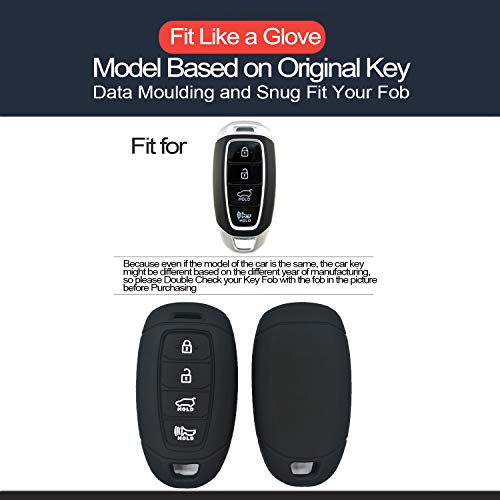 INFIPAR 2pcs Compatible with Hyundai Elantra N GT Santa Fe Kona Electric Accent Azera Palisade Veloster N Black Key Fob Cover Case Key Chain Protector Shell Holder - Image 2