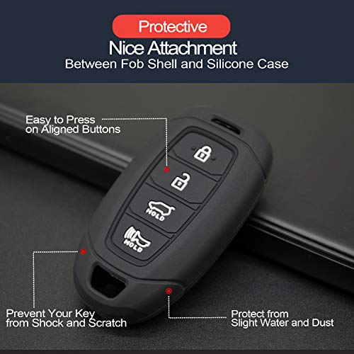 INFIPAR 2pcs Compatible with Hyundai Elantra N GT Santa Fe Kona Electric Accent Azera Palisade Veloster N Black Key Fob Cover Case Key Chain Protector Shell Holder - Image 4