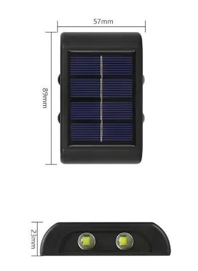 Generic Solar Outdoor Waterproof Wall Light With Dual-Head Up  Down Illumination, 4-LED Decorative Patio Light (Convex Lens) - Warm Light/NiMH Battery, Set of 2 - Image 4