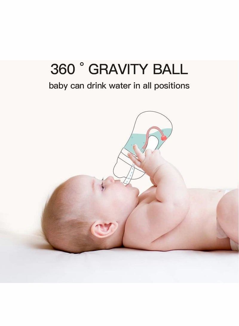 Sippy Cups for Toddlers 250ML, 360° Water Leak Proof Weighted Straw Cup with Handle Water Bottle Soft Spout Learner Cup with Graduated Anti-choking Handle Water Bottle Drop-resistant Cup (Blue) - Image 5