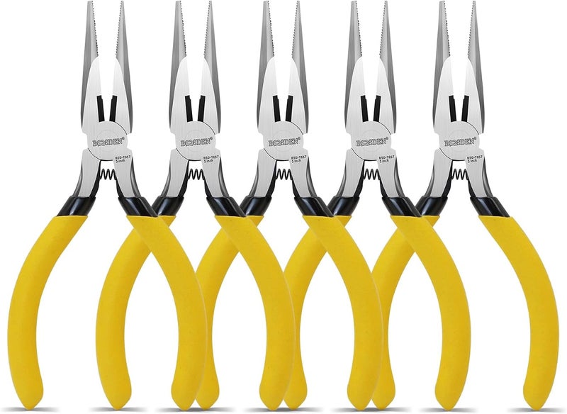 BOOSDEN 5 Inch Small Needle Nose Pliers Set, 5 Pack Jewelry Pliers Precision Long Nose Pliers with Side Cutter & Spring, Mini Fine Pliers for Jewelry Making, Electronics, Craft, DIY, Beading - Image 1