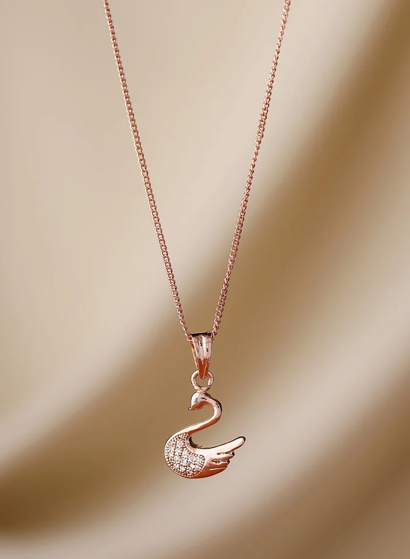 Priyaasi Brass Rose Swan Detail Necklace