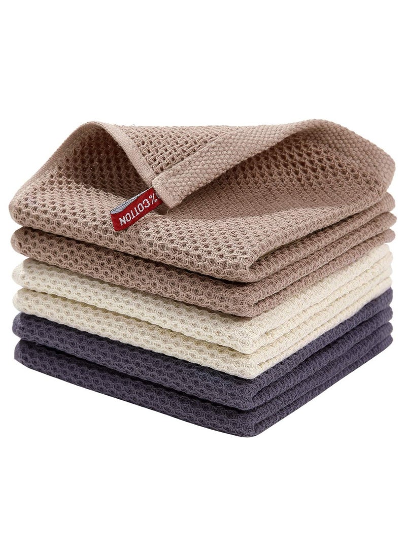MIXDE 6 Pack  100% Cotton Waffle Weave Kitchen Dish Cloths, Ultra Soft Absorbent Quick Drying Dish Towels, 13*13 inch - Image 1