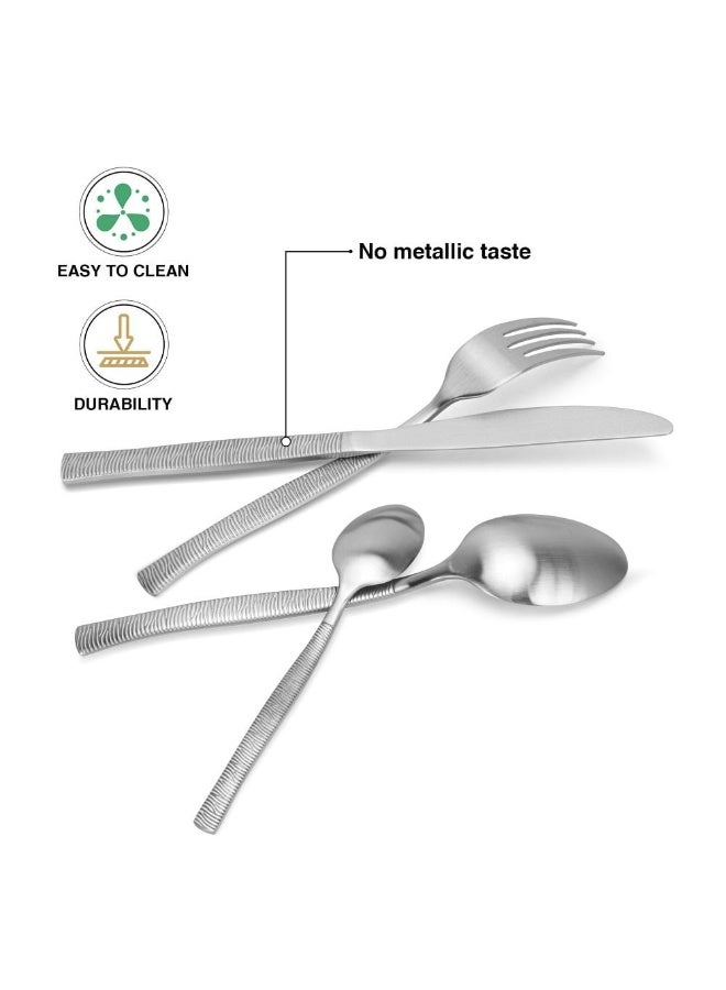 دانوب هوم طقم فضيات فيسمان  قطعة سلسلة إيانو ستانلس ستيل أنيق ومتين يتضمن سكاكين وشوك وملاعق وشاي مثالي للعشاء الرسمي أو الاستخدام اليومي - Image 5