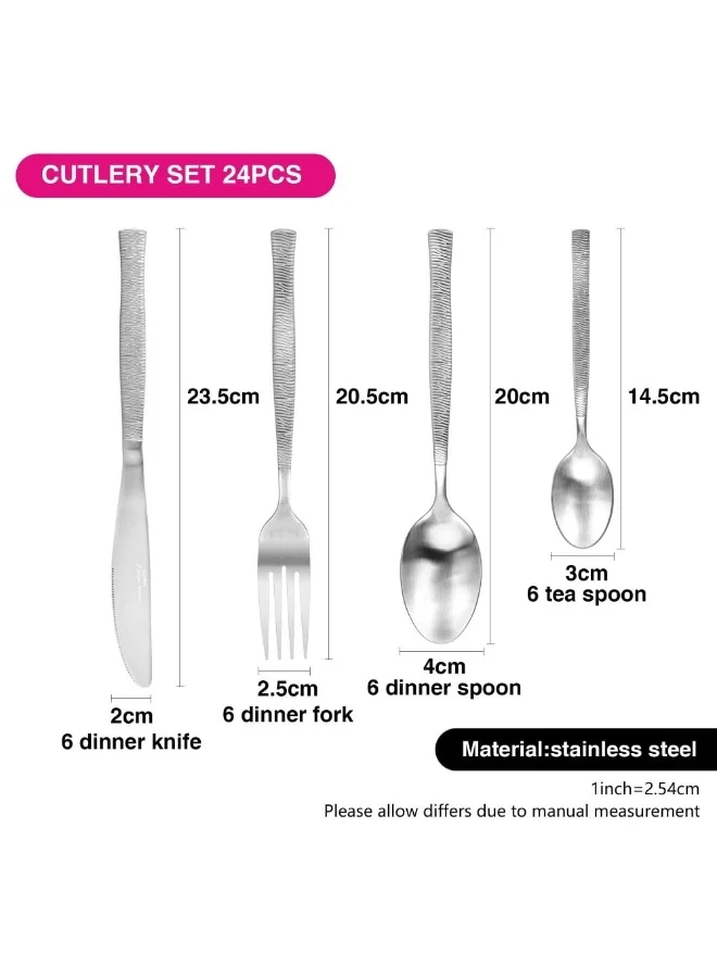 DANUBE HOME Fissman 24-Piece Cutlery Set Iano Series Stainless Steel Elegant And Durable Includes Knives Forks Spoons And Teaspoons Perfect For Formal Dining Or Everyday Use