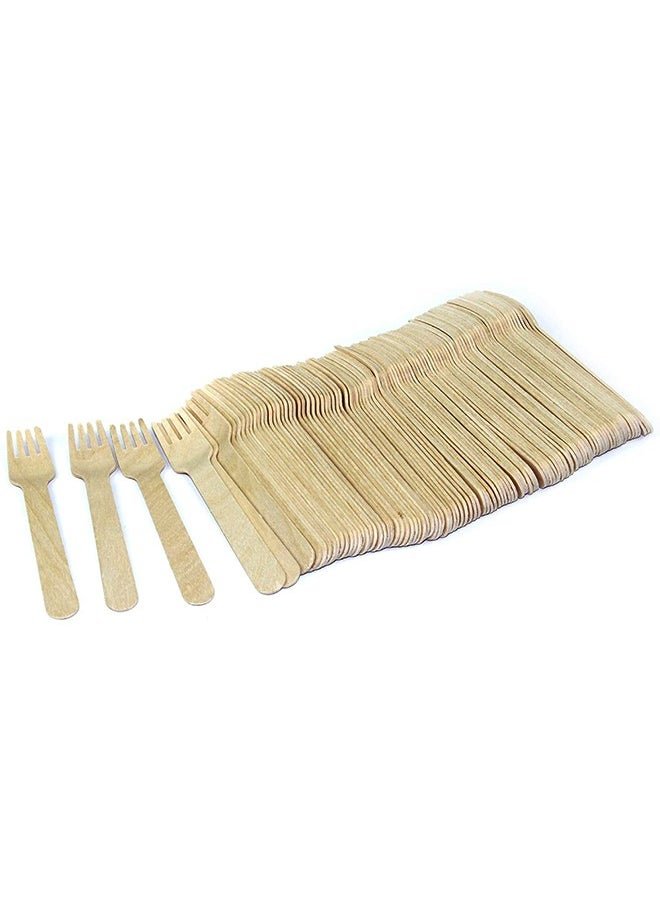 SNH Packing - Wooden Forks Beige - Heavyweight Disposable Fork, Heavy Duty Wooden Cutlery - Wooden Utensils - Perfect For Parties And Restaurants - 50 Pieces. - Image 1