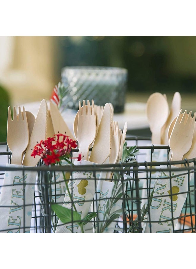 SNH Packing - Wooden Forks Beige - Heavyweight Disposable Fork, Heavy Duty Wooden Cutlery - Wooden Utensils - Perfect For Parties And Restaurants - 50 Pieces. - Image 1