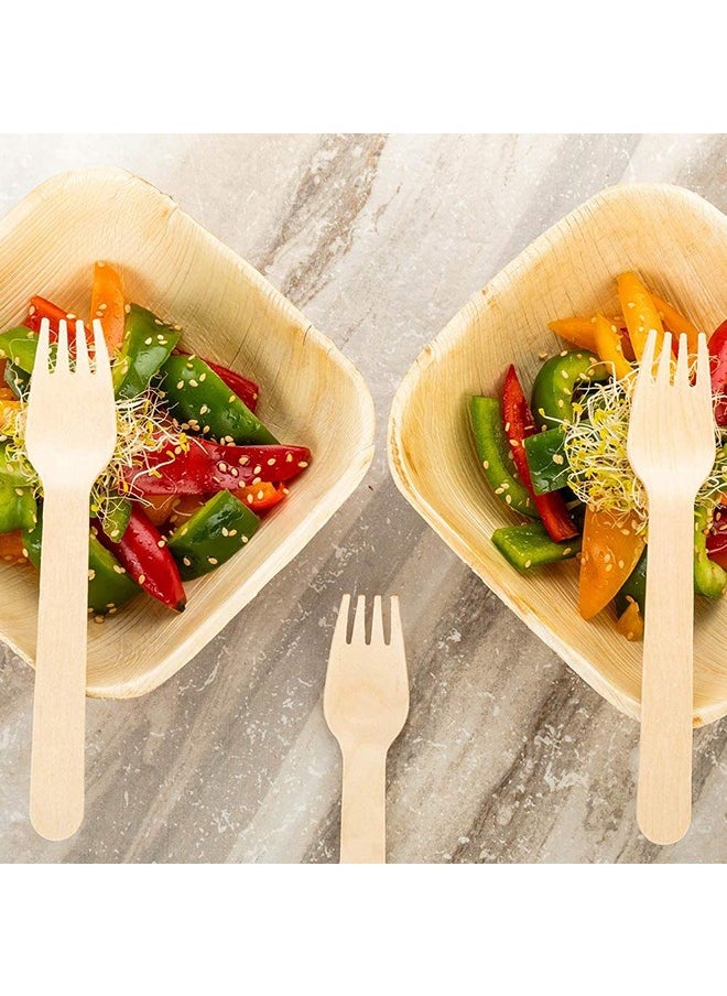 SNH Packing - Wooden Forks Beige - Heavyweight Disposable Fork, Heavy Duty Wooden Cutlery - Wooden Utensils - Perfect For Parties And Restaurants - 50 Pieces. - Image 1