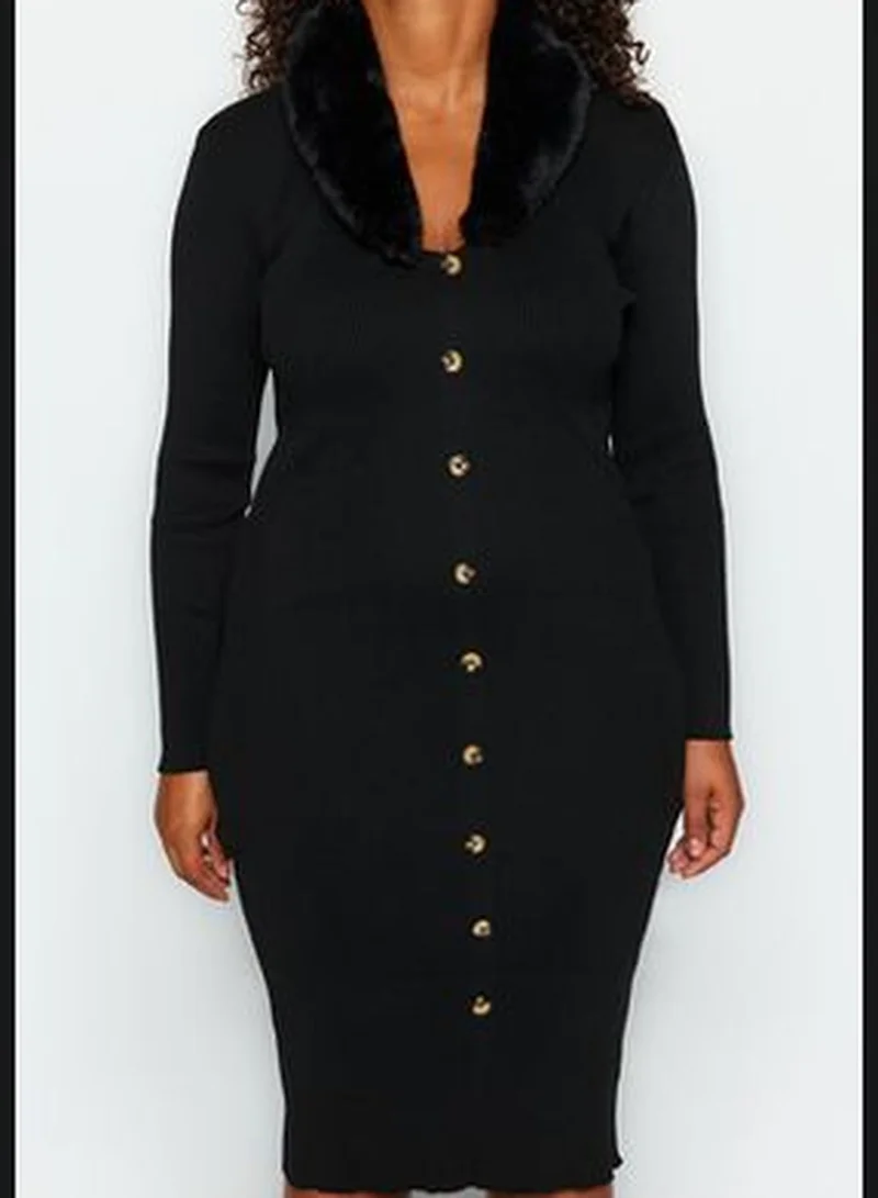 trendyol Faux Fur Trim Dress