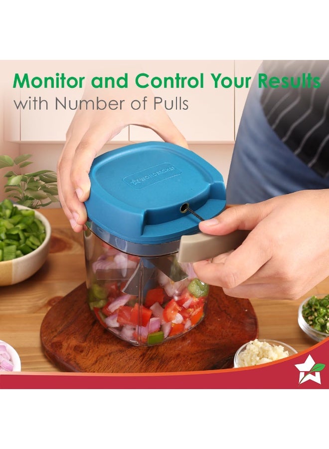 Wonderchef Pulse Vegetable String Chopper | Vegetable Cutter | 900ml | 6 Sharp Stainless-steel Blades for Precise Cutting | Transparent Bowl | Anti-slip Design | 1-Year Warranty - Image 3