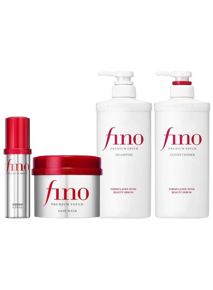Fino hair set Bundle 4 Pcs Hair Shampoo, conditioner , hair mask and Hair Oil - Image 1