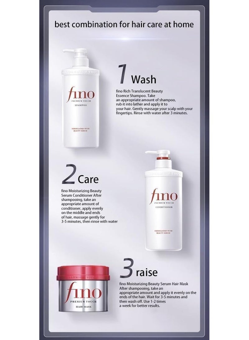 Fino hair set Bundle 4 Pcs Hair Shampoo, conditioner , hair mask and Hair Oil - Image 3