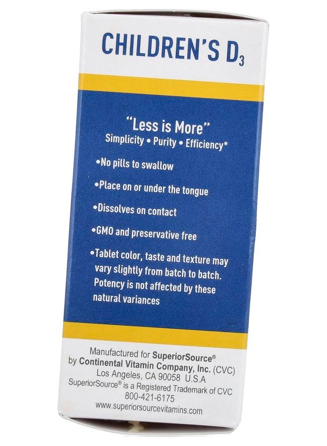 Superior Source Children's D3 10 mcg (400 IU) 100 MicroLingual® Instant Dissolve Tablets - Image 2