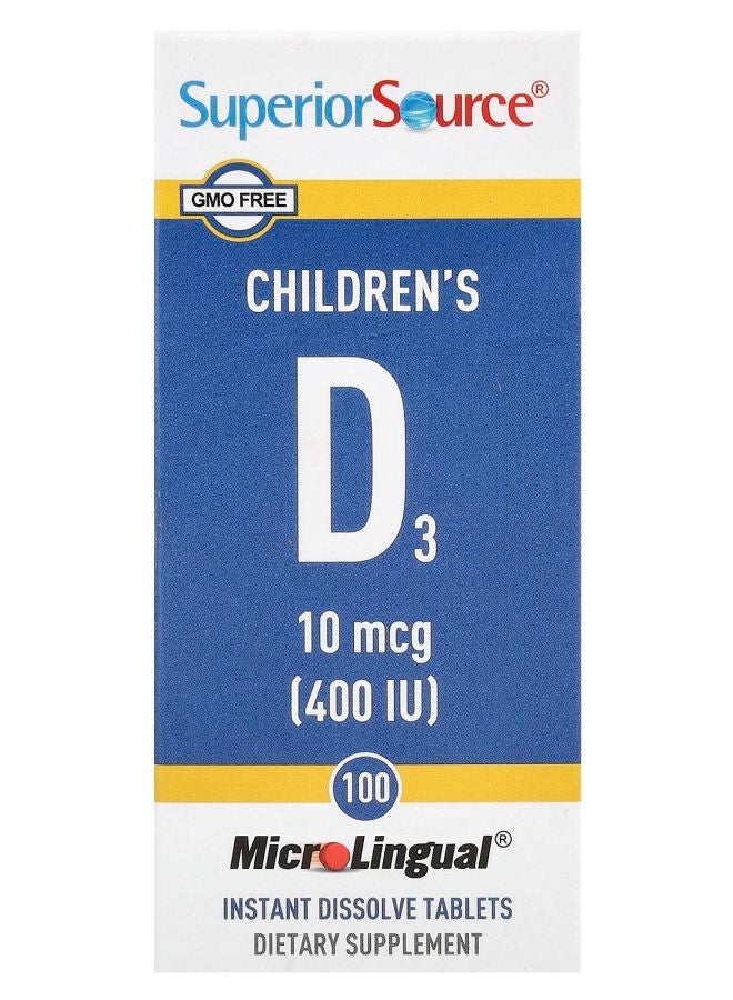 Superior Source Children's D3 10 mcg (400 IU) 100 MicroLingual® Instant Dissolve Tablets - Image 1