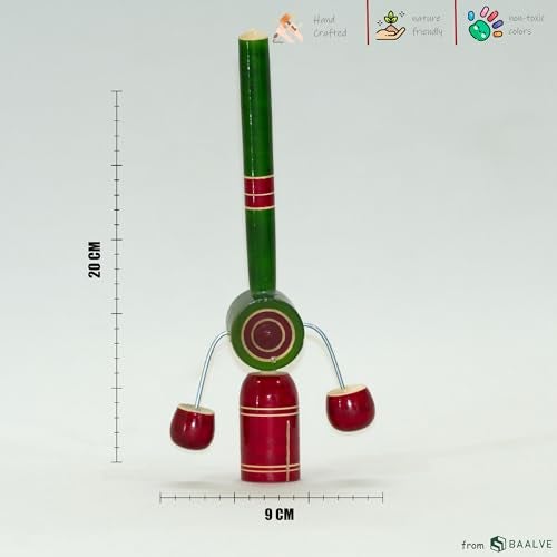 BAALVE™ Premium Channapatna Wooden Toys for Babies 6-12 Months | Eco-Friendly Whistle & TIK TIK Rattle Set - Pack of 2 | Wooden rattles for Baby | Traditional Indian Sensory Non-Toxic Toys. - Image 3