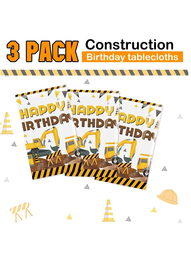 Excefore 3Pcs Construction Birthday Party Supplies Tablecloth, Construction Theme Rectangular Truck Plastic Table Cover for Kids Boys, Large Size 54 x 108 Inch - Image 4