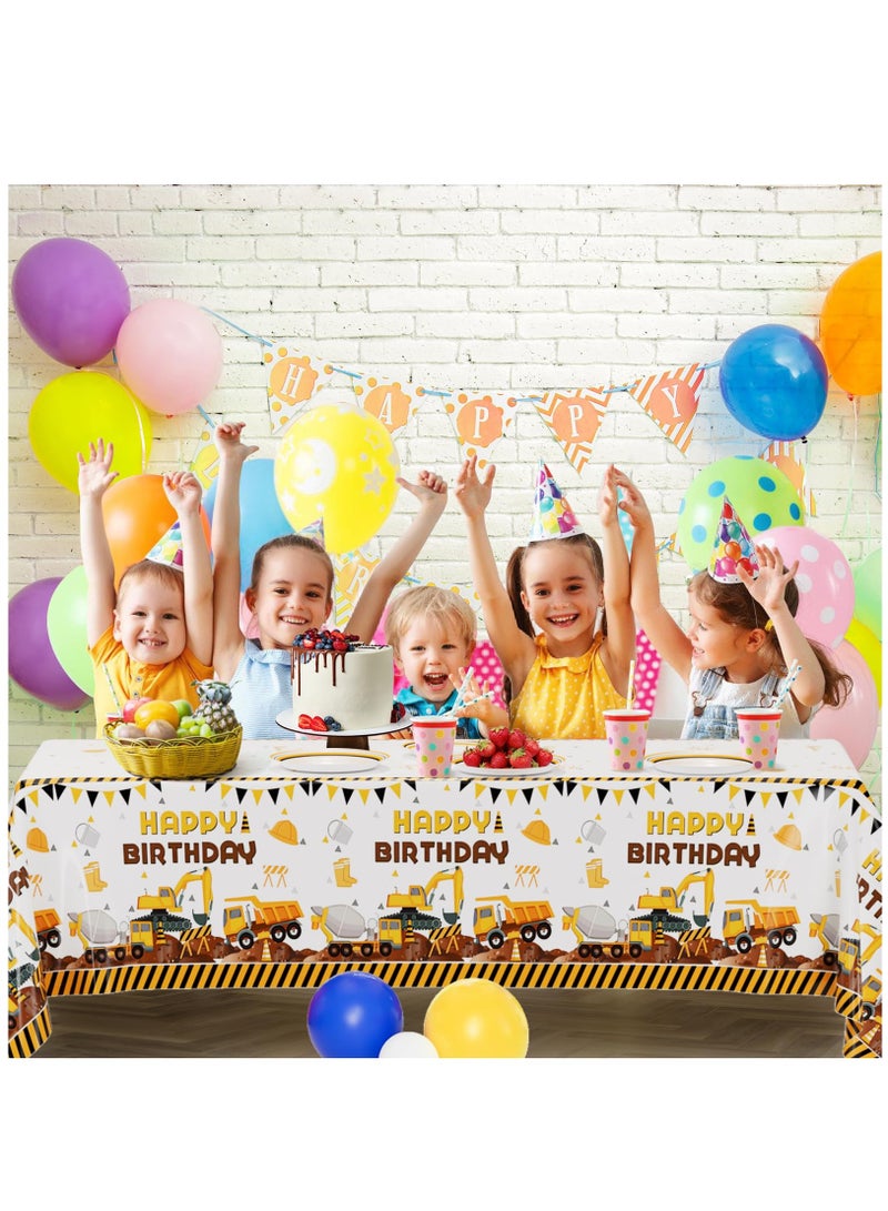 Excefore 3Pcs Construction Birthday Party Supplies Tablecloth, Construction Theme Rectangular Truck Plastic Table Cover for Kids Boys, Large Size 54 x 108 Inch - Image 2