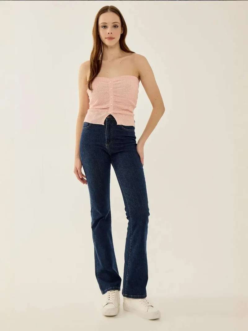 HICCUP Slim Fit Strapless Knitted Top