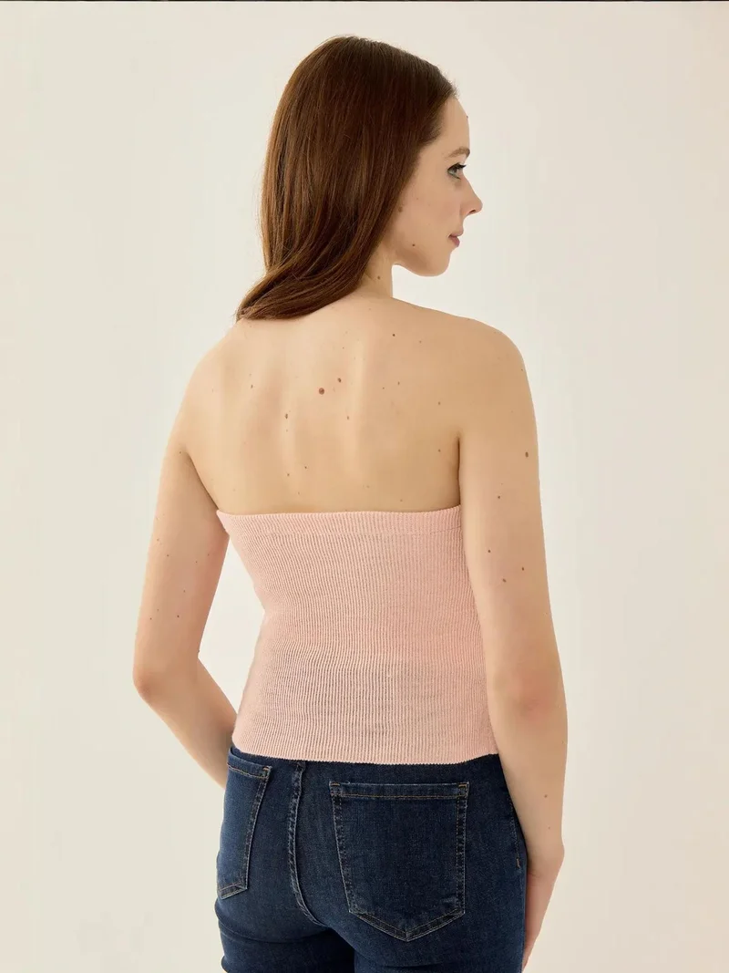HICCUP Slim Fit Strapless Knitted Top