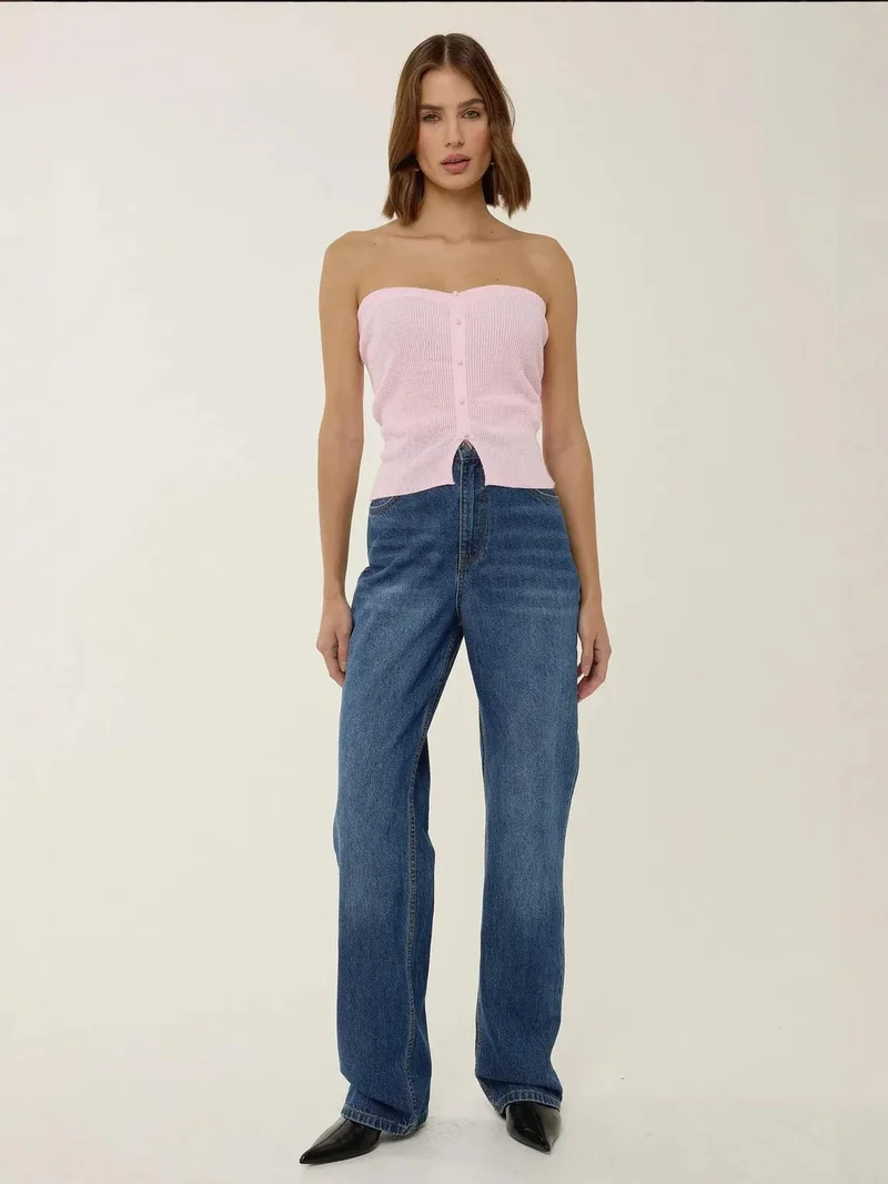HICCUP Slim Fit Strapless Knitted Top