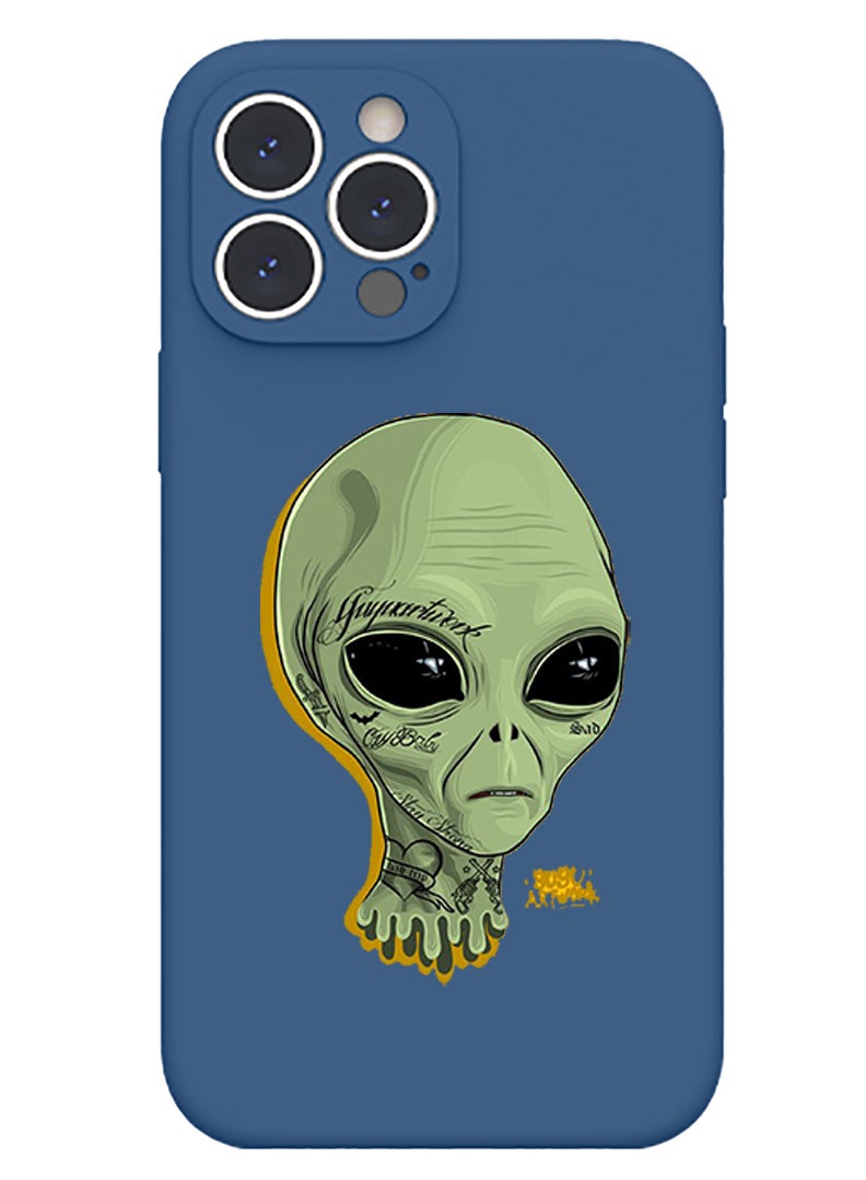Theodor Protective Slim Fit Case Liquid Silicone Cover with Full Body Protection Anti-Scratch Shockproof Case For iPhone 13 Pro Max Blue  - Allah copy - Image 1