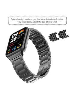 O Ozone سوار ساعة معدني لساعة Xiaomi Mi Smart Band 8 Pro، 3 حبات من الفولاذ المقاوم للصدأ قابل للتعديل سوار معصم بديل للساعة الذكية للرجال والنساء - أسود  - Image 4