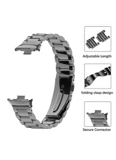O Ozone سوار ساعة معدني لساعة Xiaomi Mi Smart Band 8 Pro، 3 حبات من الفولاذ المقاوم للصدأ قابل للتعديل سوار معصم بديل للساعة الذكية للرجال والنساء - أسود  - Image 3