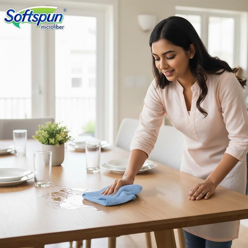SOFTSPUN Modern versatile shape Microfiber Cleaning Cloths, 12 pcs 40x40cms 280GSM Multi-Color! Highly Absorbent Lint and Streak Free Multi Purpose Wash Cloth for Kitchen Car Window Stainless Steel Silverware. General compatible design - Image 2