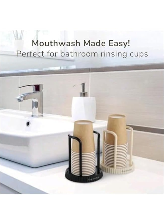Beauenty Paper Cup Dispenser – Disposable Paper Cup Storage for Bathroom, Countertop Coffee Cup Organizer, Mouthwash Rinsing Cup Holder Durable, Space-Saving Design for Home, Office and Coffee Stations (Black) - Image 5