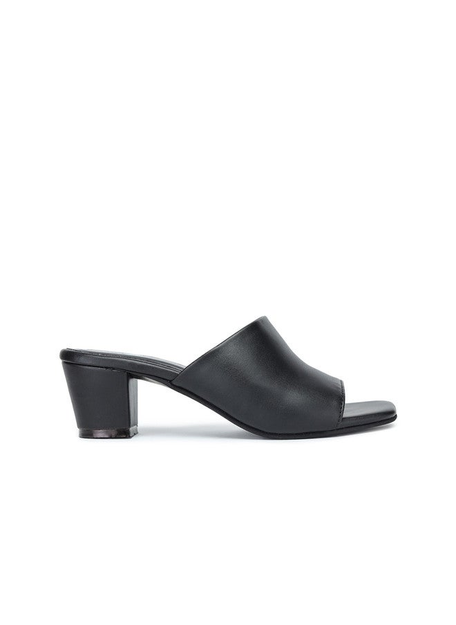 She Zone Shezone Black Block Mules for Women - Image 4