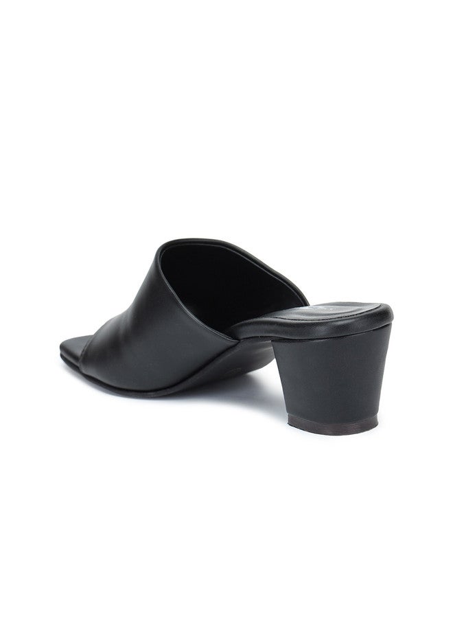 She Zone Shezone Black Block Mules for Women - Image 3
