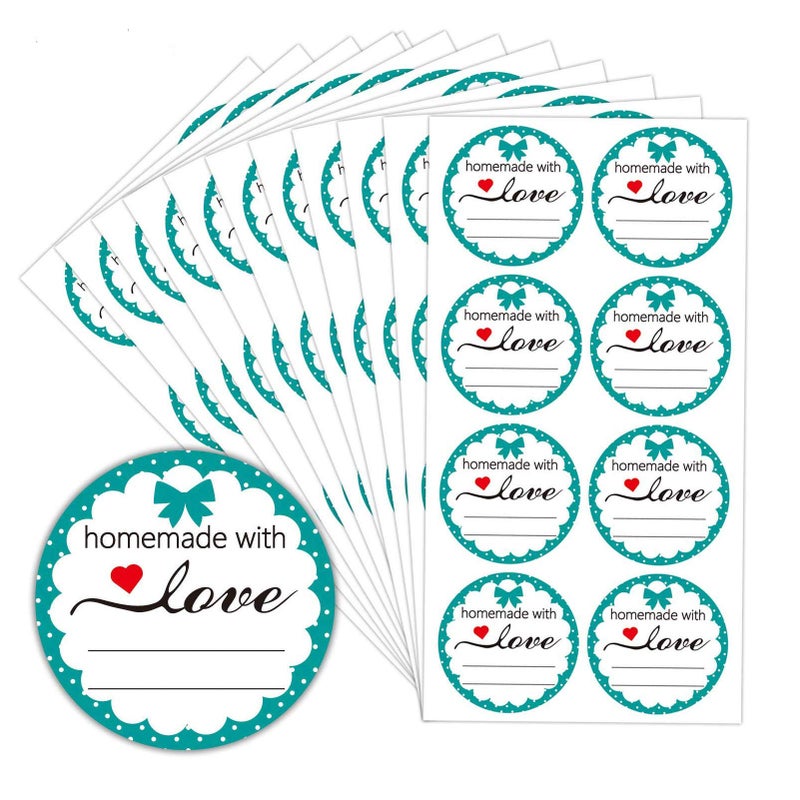 Besttile Homemade with Love Stickers 2 Inch DIY Jar Decoration Customizable Canning Jar Labels with Lines for Writing Baked Goods Packaging Stickers,504 Pcs - Image 1