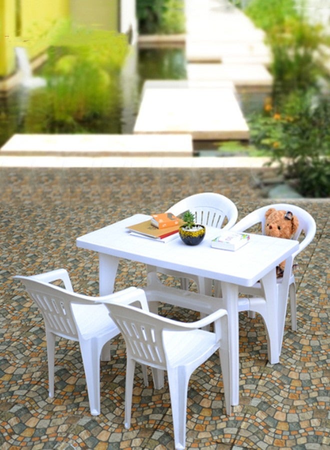 JCB CHIC طقم كراسي طاولة دردشة خارجية للمحادثة في الهواء الطلق، طاولة بلاستيكية مربعة، طاولة تخييم، طاولة نزهة خارجية تتسع ل 4 أشخاص لحفلات الزفاف والحفلات والشواء والحديقة والفناء (1طاولة و4 كراسي) - Image 1