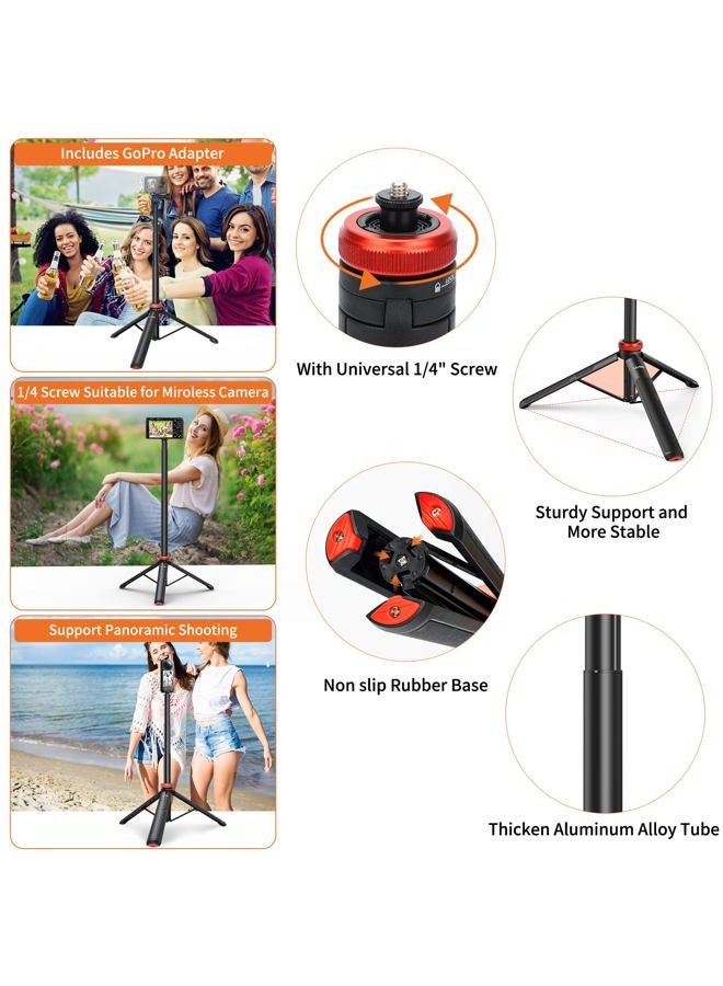 UURIG Extendable Selfie Stick Tripod for GoPro Max Hero 10 9 8 7 6 5 4, DJI Osmo Action, Insta 360 One R and More Action Camera（50.7''） - Image 3