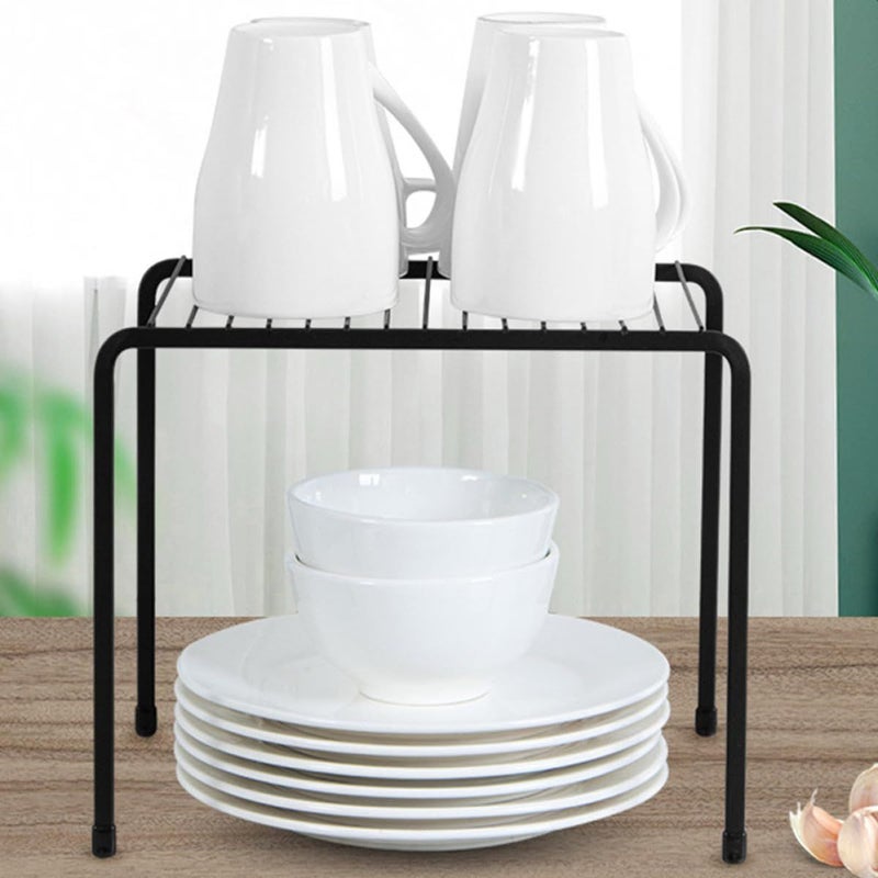 Double Layer Metal Spice Rack With Non Slip Feet Kitchen Counter Organizer For Jars Utensils - Image 5