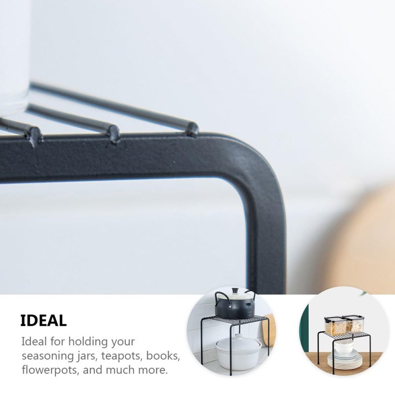 Double Layer Metal Spice Rack With Non Slip Feet Kitchen Counter Organizer For Jars Utensils - Image 4