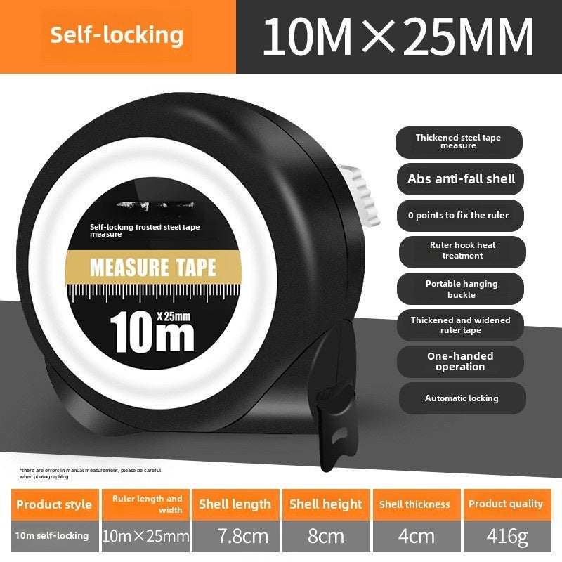 Tape measure 3 meters 5 meters circle ruler 10 meters box ruler household size measuring tool thickened meter ruler wear-resistant self-locking steel ruler(10 meters 25mm thick widening self-locking anti-cutting hand) - Image 1