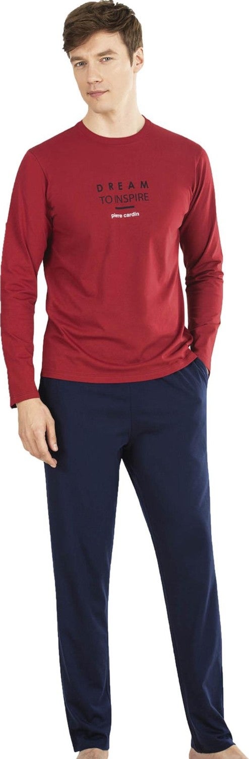 pierre cardin Long Sleeve Round Neck Combed Cotton Men's Pajama Set 