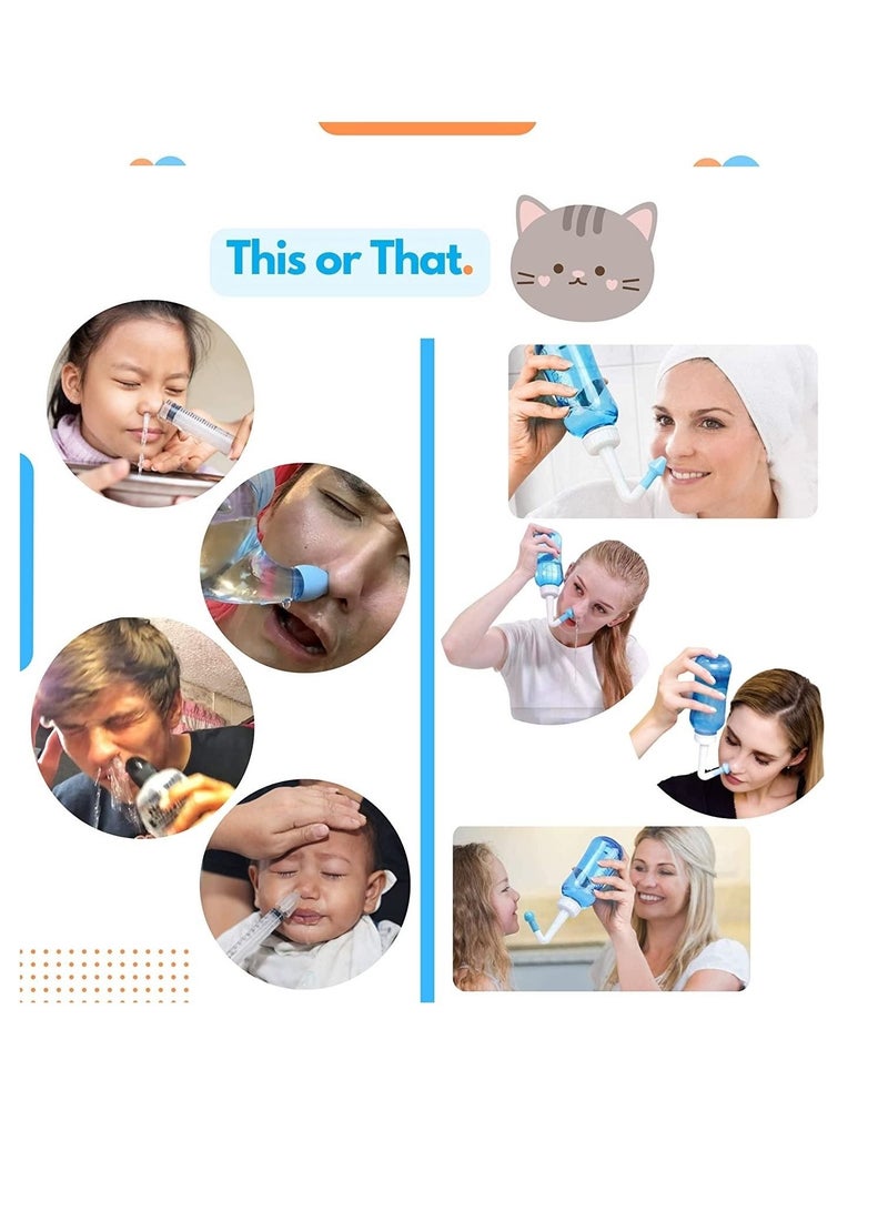 THRONE Nasal Wash Bottle 300ml 30 Packs Nasal Wash Salt Thermometer Stick Sinus Rinse Bottle Neti Bot Nasal Irrigation Device for Flu Allergy and Inflammation - Image 3