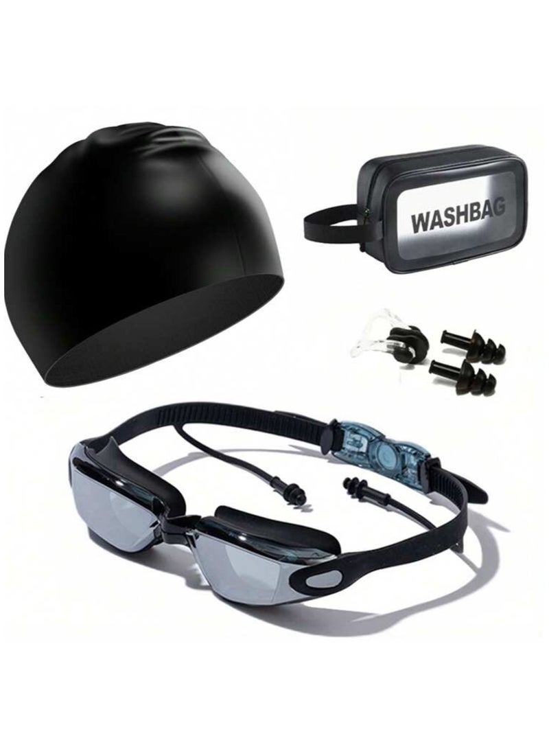 Generic Adult Electric Swimming Goggles Set, High Definition Anti-Fog, Waterproof, Leak-Proof Coating, UV Protection, Integrated Ear Plug Design for Ear Protection While Swimming in the Pool or Beach, Suitable for Training