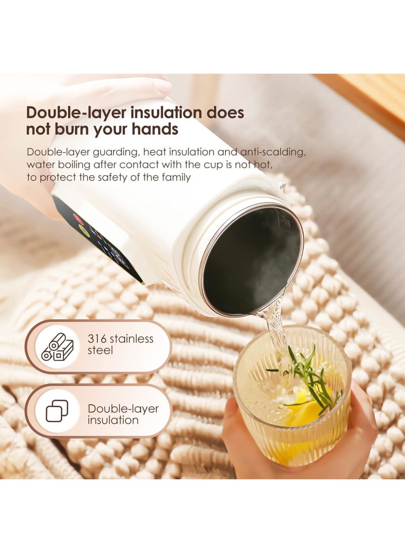 SYOSI 650ml Portable Electric Kettle, Travel Water Boiler with 316 Stainless Steel Liner, 6 Temperature Settings, Auto Shut-Off and Boil-Dry Protection, BPA-Free Small Kettle for Office, Hotel, Camping Use - Image 3