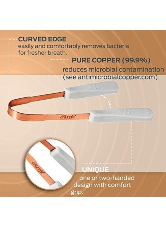 drTung's DrTungs Copper Tongue Scraper Tongue Cleaner for Adults Kids Helps Freshens Breath Easy to Use Comfort Grip Handle Comes with Travel Case Copper Tongue Scrapers 1 Count - Image 3