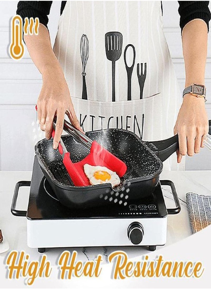 GGOOT - Tongs With Silicone Tips, 7/9 inch Stainless Steel Cooking Grilling Locking Food Tongs, Non Slip Kitchen Spatula Tongs For Fried Eggs, 2 in 1 Spatula Tong - Image 1